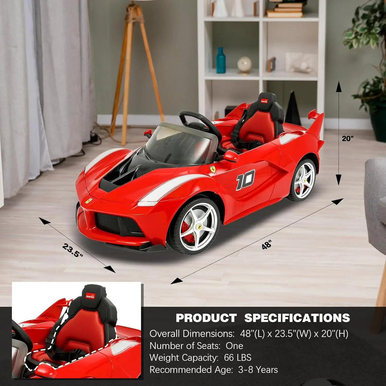 부모 원격 제어 기능이 있는 12V 어린이 전기 자동차 탑승, 장난감 차량 탑승, 개방형 유압 도어, 2단 속도, 가죽