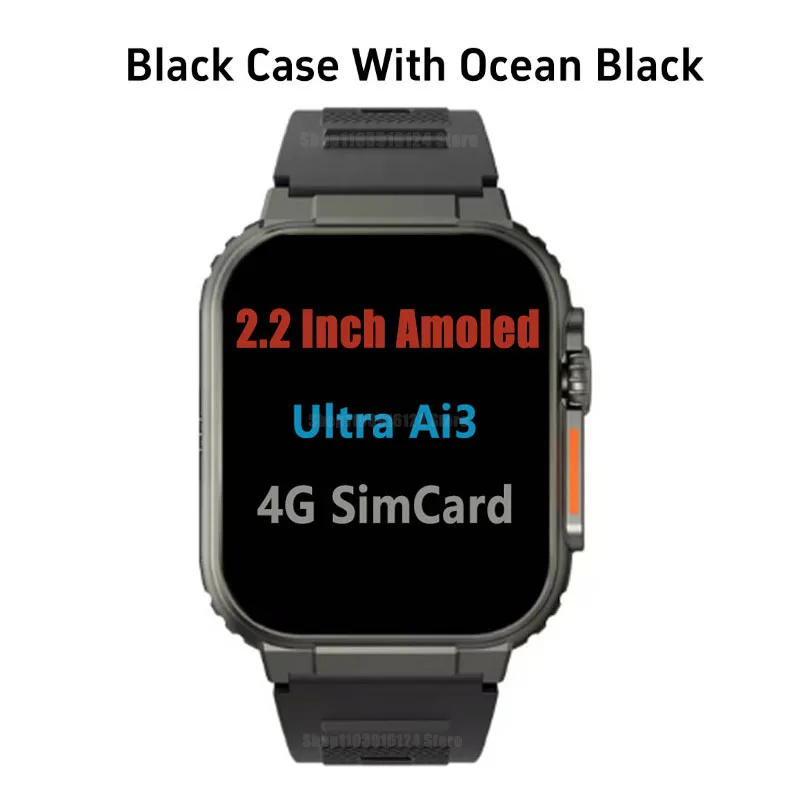 UltraAI3 4G Android Smartwatch 2,2'' 448 * 528 AMOLED 32 256 GB Speicher SIM-Karte AI Gesundheitsüberwachung 180 °   rotierende Kamera