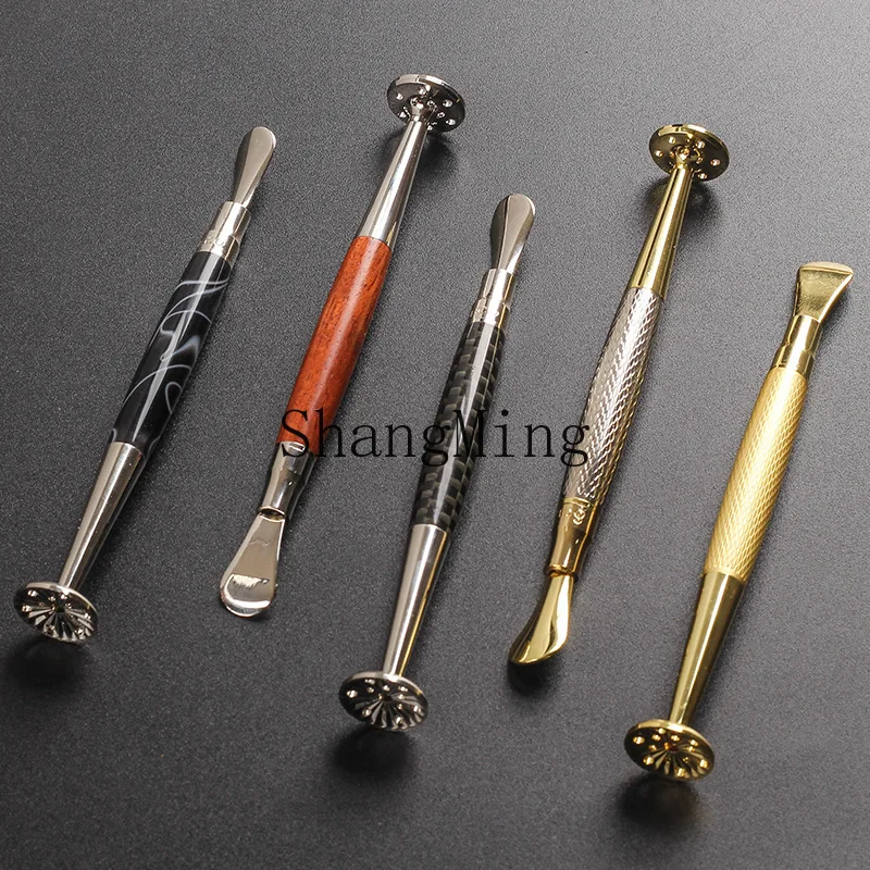 DSA pipe pressure stick concave spoon hollowed flower anti-extinguishing three-in-one manual pipe cigarette press through