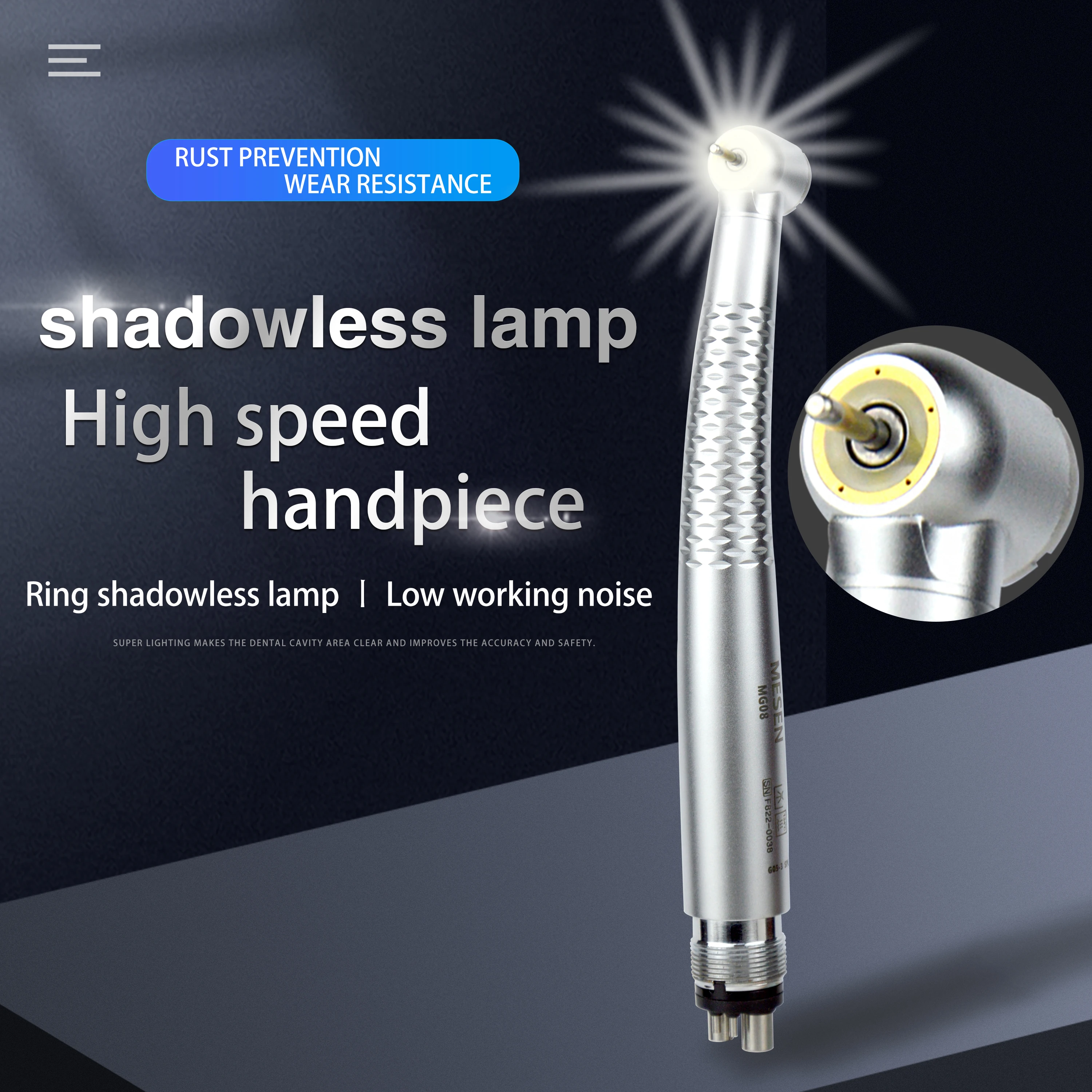 

Dental High Speed HandPiece Large Torque Ceramic Bearing Push Button 4hole 2hole With LED Light Dentist Tools