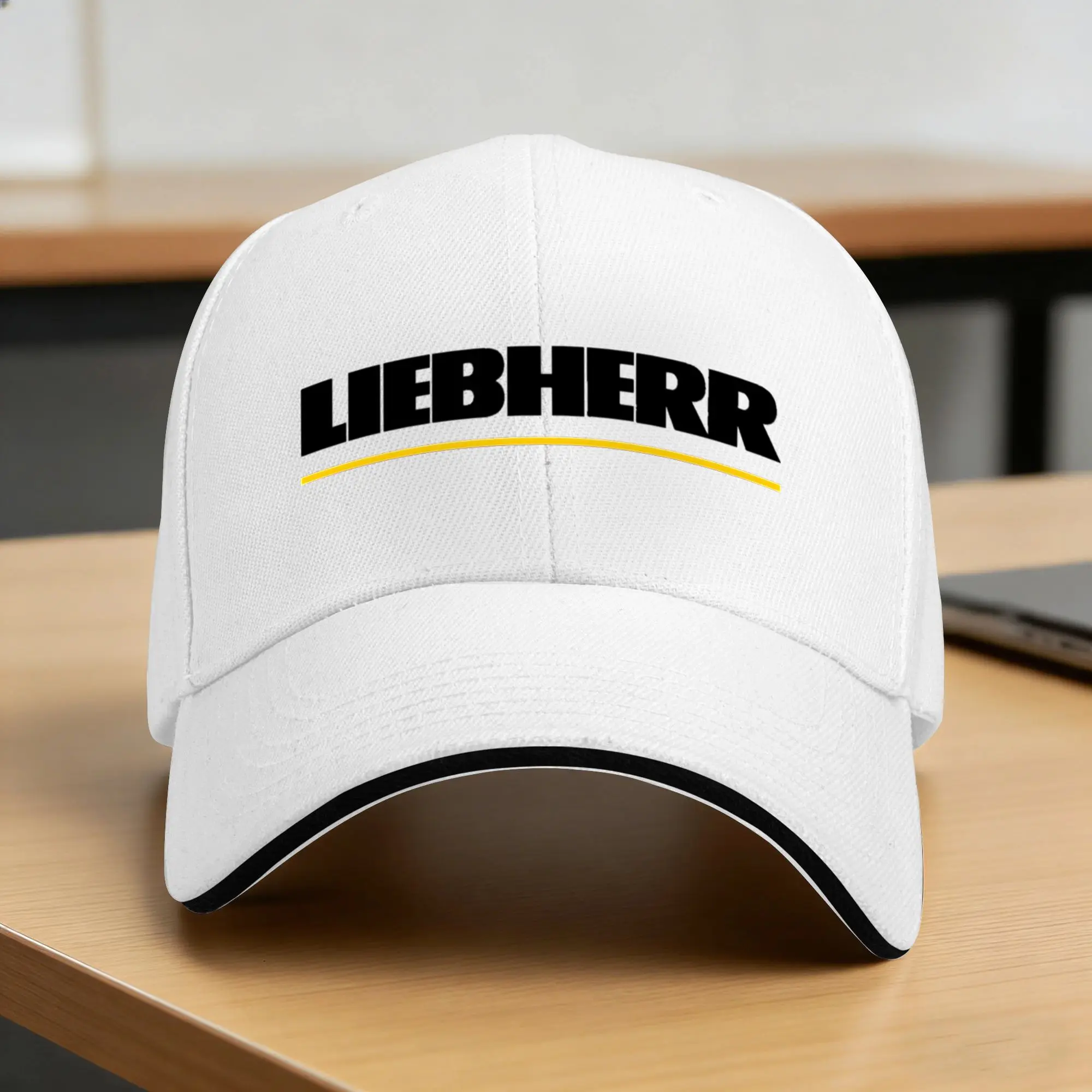 Casual Baseball Cap White Yellow Liebherr Letters  Running Hippie Trucker Hat For Women Sun Visor Design Snapback Cap
