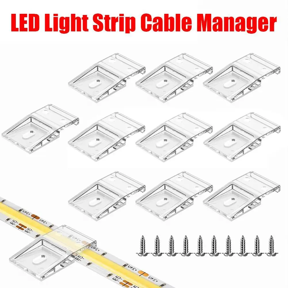 Organizador de gerenciador de cabos de tira de luz LED com suporte de fixação de barra de luz LED sem perfuração traseira