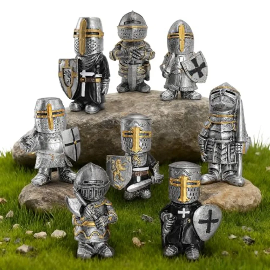 

Knight Gnomes Guard Garden Statues 2021 Christmas Guardians Gnomes, Renaissance Medieval Cross Templar Crusader Figurine, Armor