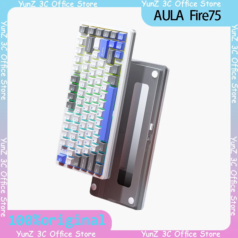 

Механическая клавиатура Aula Fire75, Bluetooth, три режима, алюминиевый сплав, индивидуальная прокладка, структура, полная клавиша, ручка с возможностью горячей замены, игра, офис K