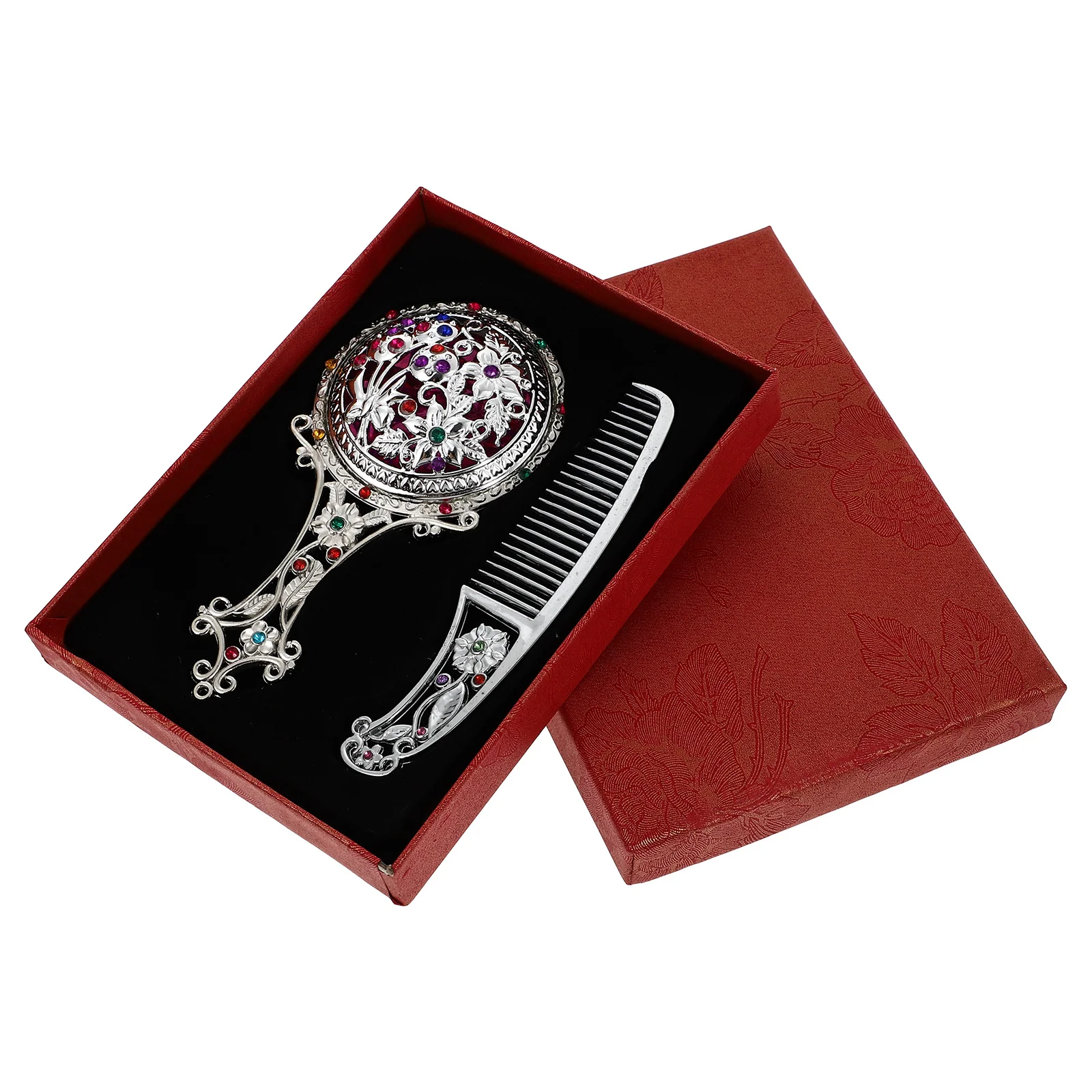 Miroir de maquillage en alliage, 1 ensemble, miroir de vanité Portable, Style rétro, petite taille, adapté aux voyages, Durable, longue durée, exquis