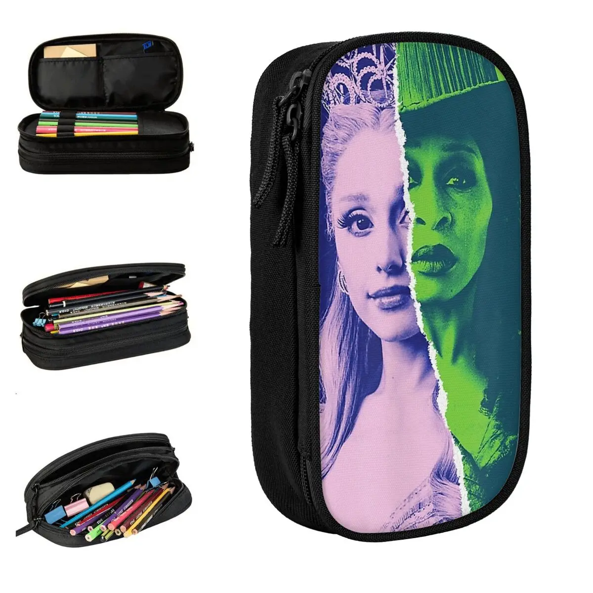 

Wicked For Good Glinda и Elphaba, разделенные портретные пеналы, креативная сумка для ручек, детские школьные принадлежности, косметический пенал