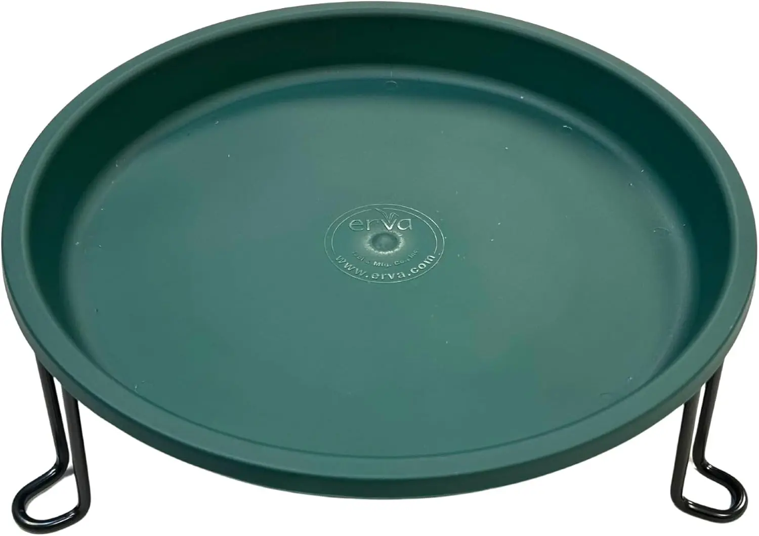 حمام الطيور على المستوى الأرض للفناء أو الحديقة أو سطح السفينة - سلك فولاذي أسود مع طبق أخضر - صنع في الولايات المتحدة الأمريكية