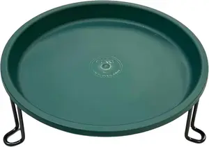 Ground-Level Bird Bath for Patio, Garden, or Deck - Black Steel Wire with Green Dish - Made in USA