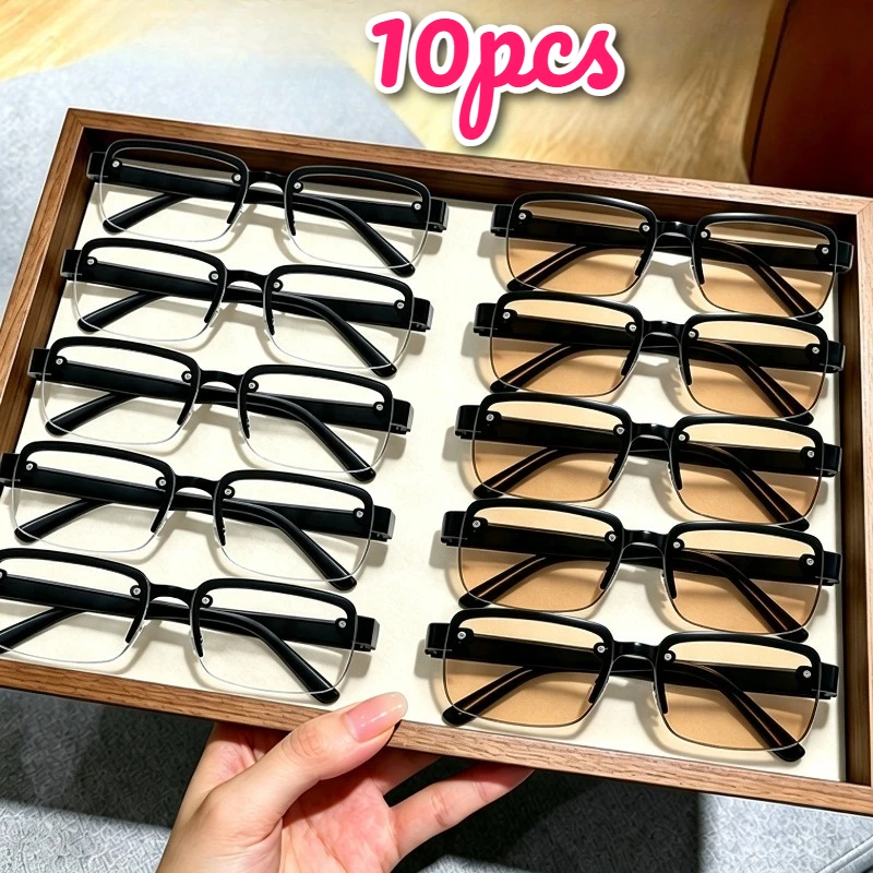 10Pcs Half Frame Anti-Blue Light Reading Glasses, Lightweight Comfortable Readers, +1.00 To +4.00