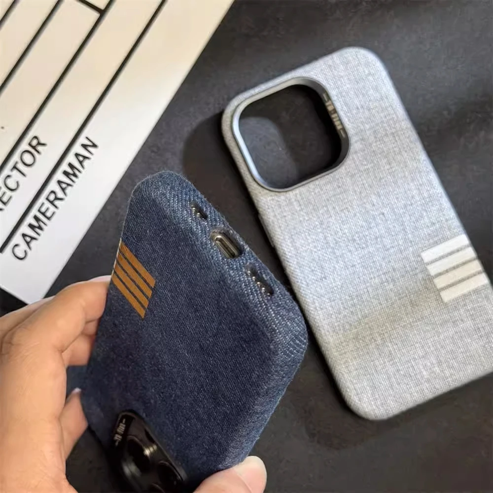 Retro Non Slip Cotton Linen Fabric Texture Case For iPhone 16 Pro Max 14 12 13 15 Pro Max 16 Plus Magnetic Shockproof Cover