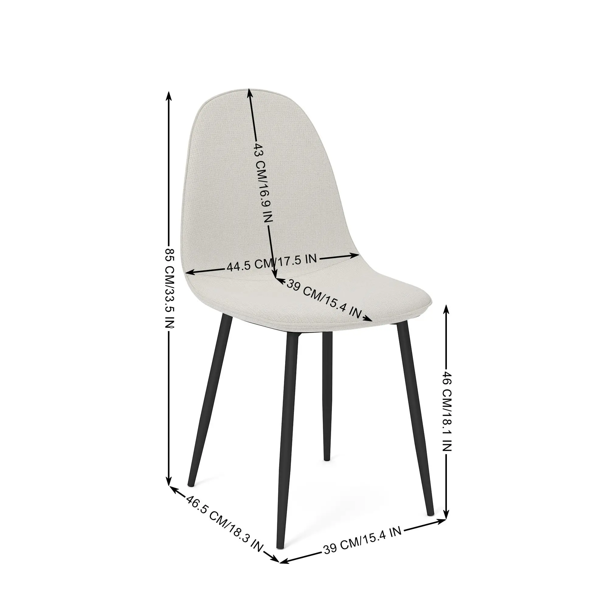 Set of 4 Commercial Café Chairs with Ergonomic Back and Cushioned Seat, Metal Legs for Coffee Shop Bistro and
