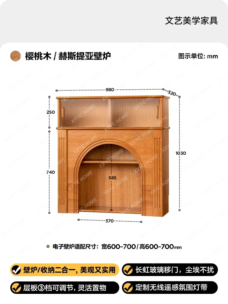 

Fireplace Cabinet Living Room Porch Cabinet Cherry Wood Solid Wood Fireplace Decorative Fireplace TV Cabinet