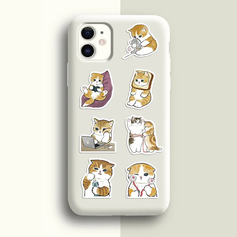 64Pcs Cute Cartoon Yellow Cat Sticker Office Luggage For Phone Coffee Motorcycle Phone Stationery Amazon bestseller Decals﻿