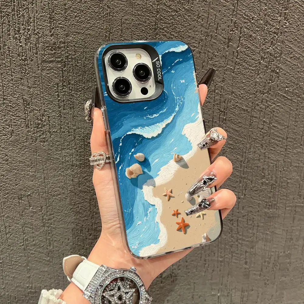 

Painting Beach Phone Case case for iPhone17 16 15 14 13 12 11 Pro/ Max/Plus shock-proof rear cover anti-fingerprint