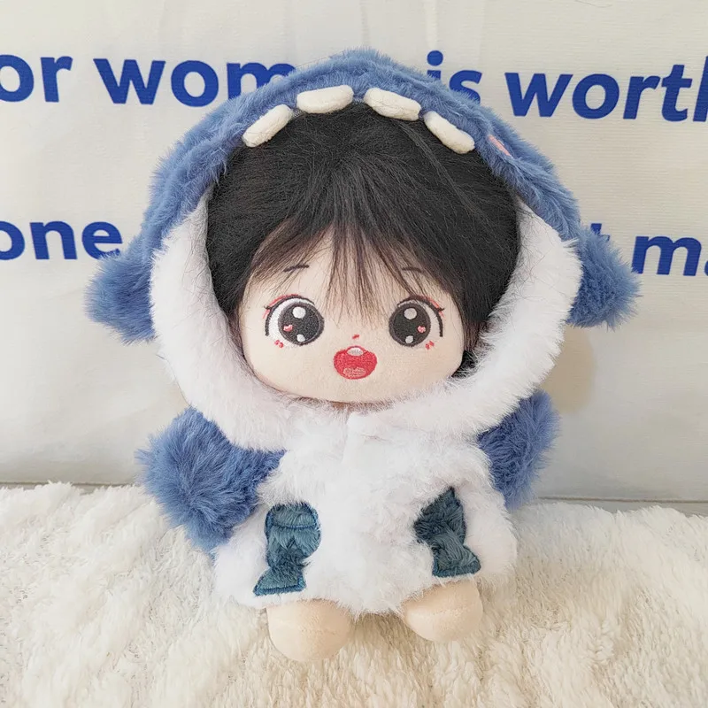 

Kawaii 20cm Doll Clothes Shark Hoodie SuitsCoat Baby Doll Dress Up Cotton Plush Dolls Outfit for Korea Super Idol Girls Gifts