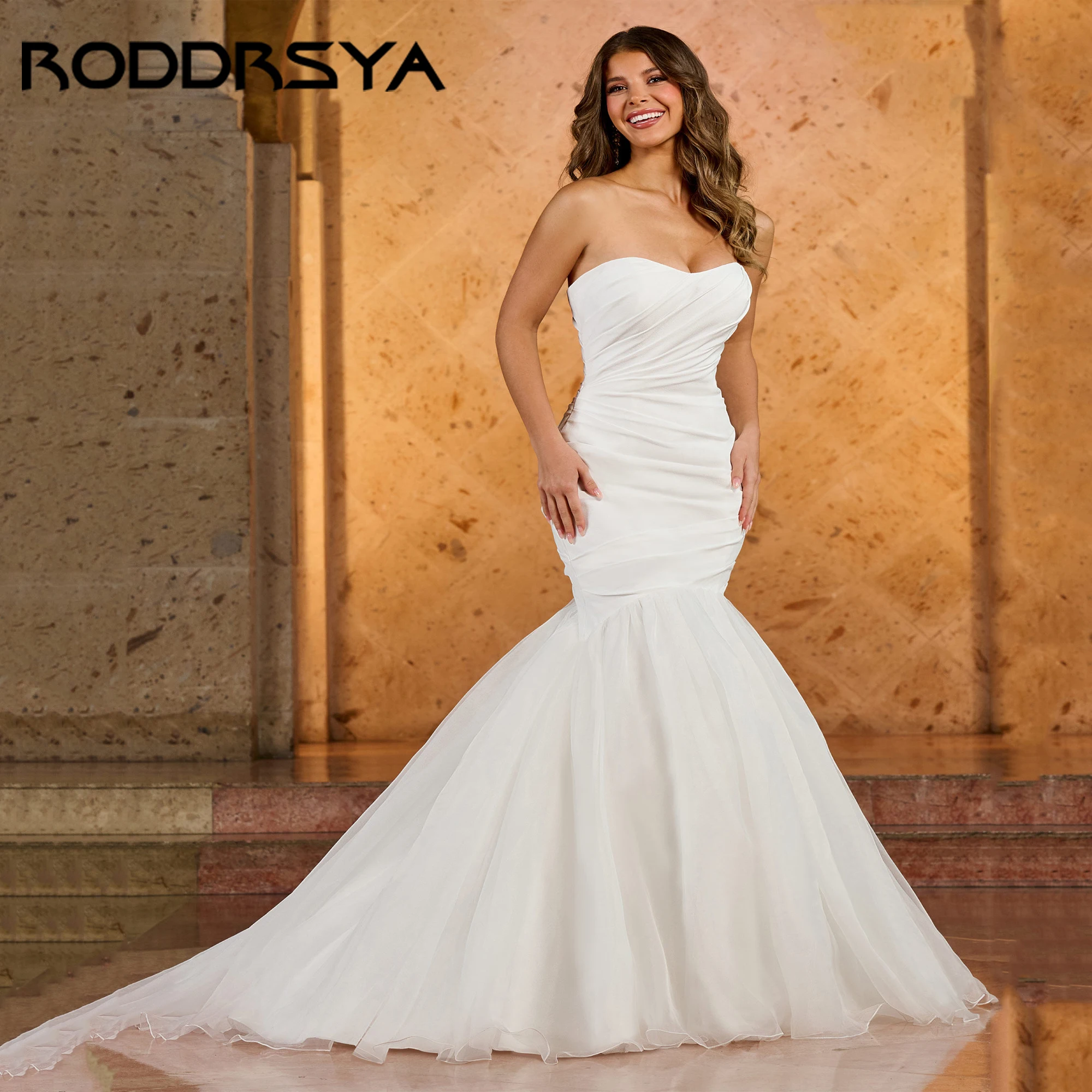 

Mermaid Silhouette Drape Sexy Wedding Dresses Bride Luxury Sweetheart Wedding Gowns Lace Up Vestidos De Novia 2025 Customized