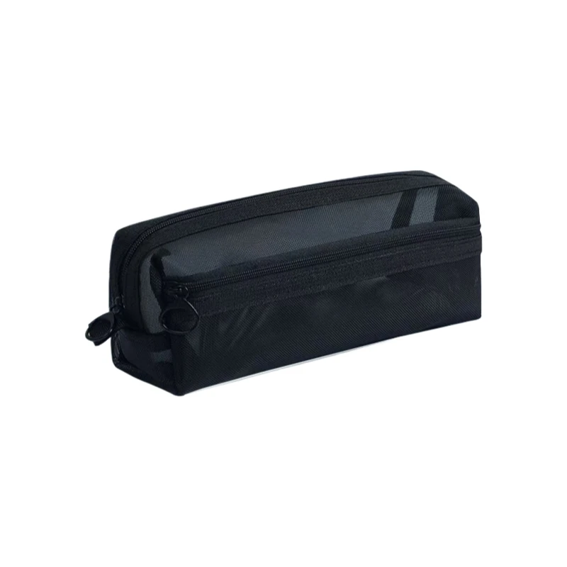 Double-layer Mesh Pen Bag, Transparent Student Exam-specific Stationery Pencil Bag, Office Storage Bag with Large Capacity