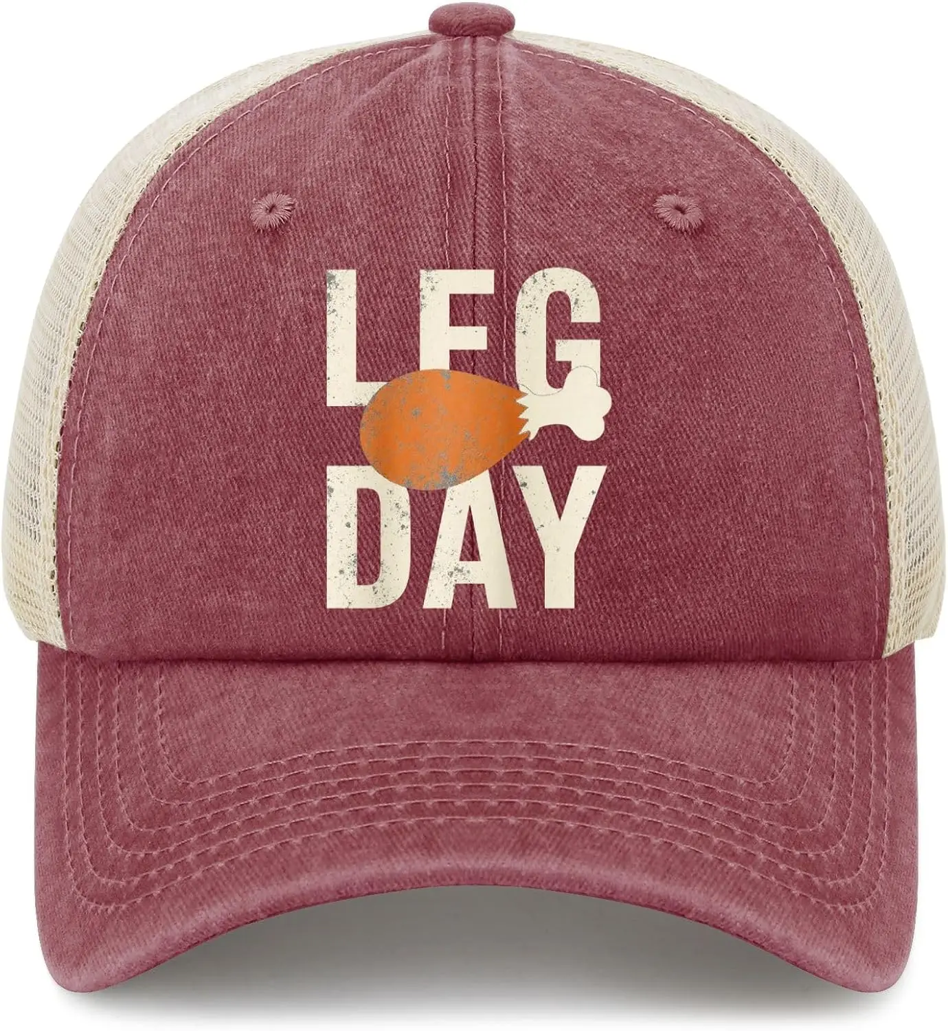 'Leg Day' White Text with Orange Turkey Hat Trucker Hat Women Baseball Cap Birthday Gifts