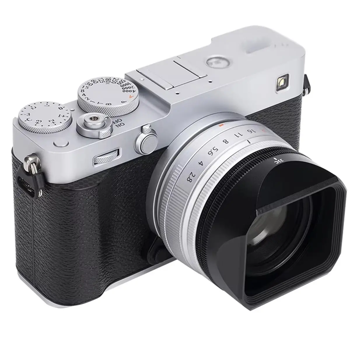 New Square Lens Hood for X-E5 Lens XF 23mm F2.8 R WR, XF 27mm F2.8 R WR Lens Shade with Adapter Ring Cap Cover