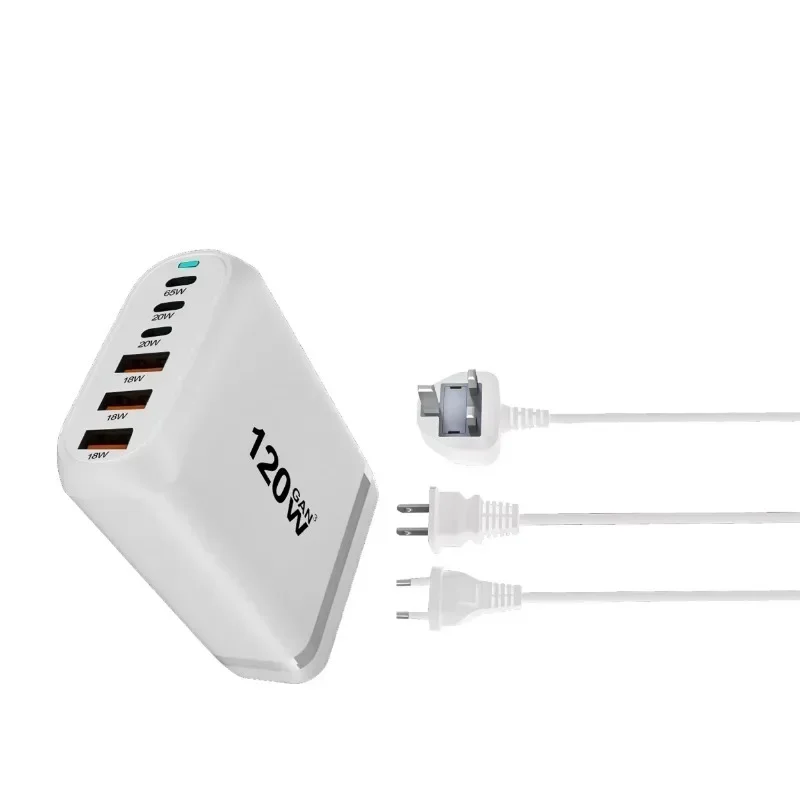 Cargador GAN de 120W, 6 puertos USB tipo C, PD, carga rápida 3,0, USB tipo C, USB móvil