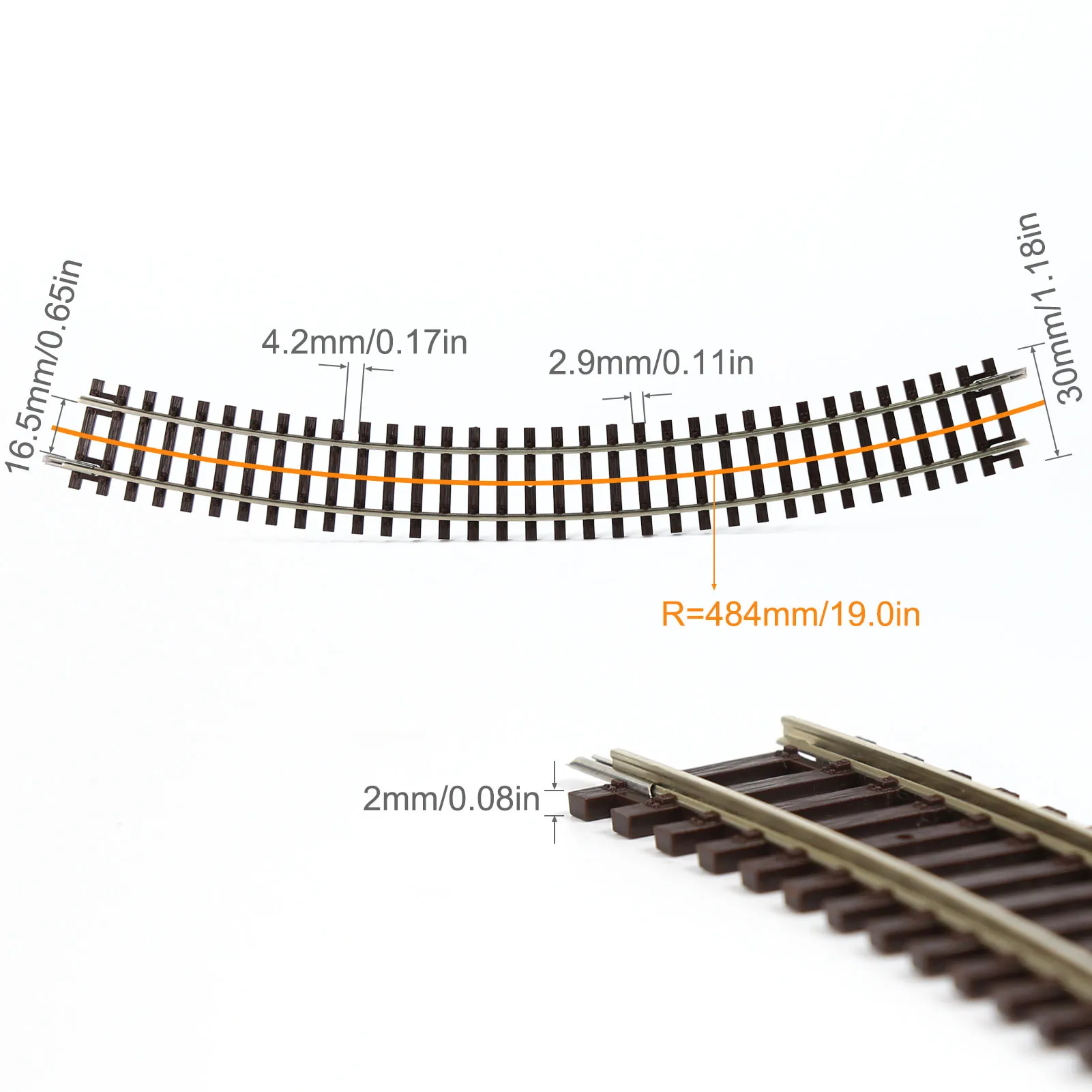 Evemodel Model Trains HO Scale 1:87 Straight Curved Track Copper-Nickel Rail Code 100