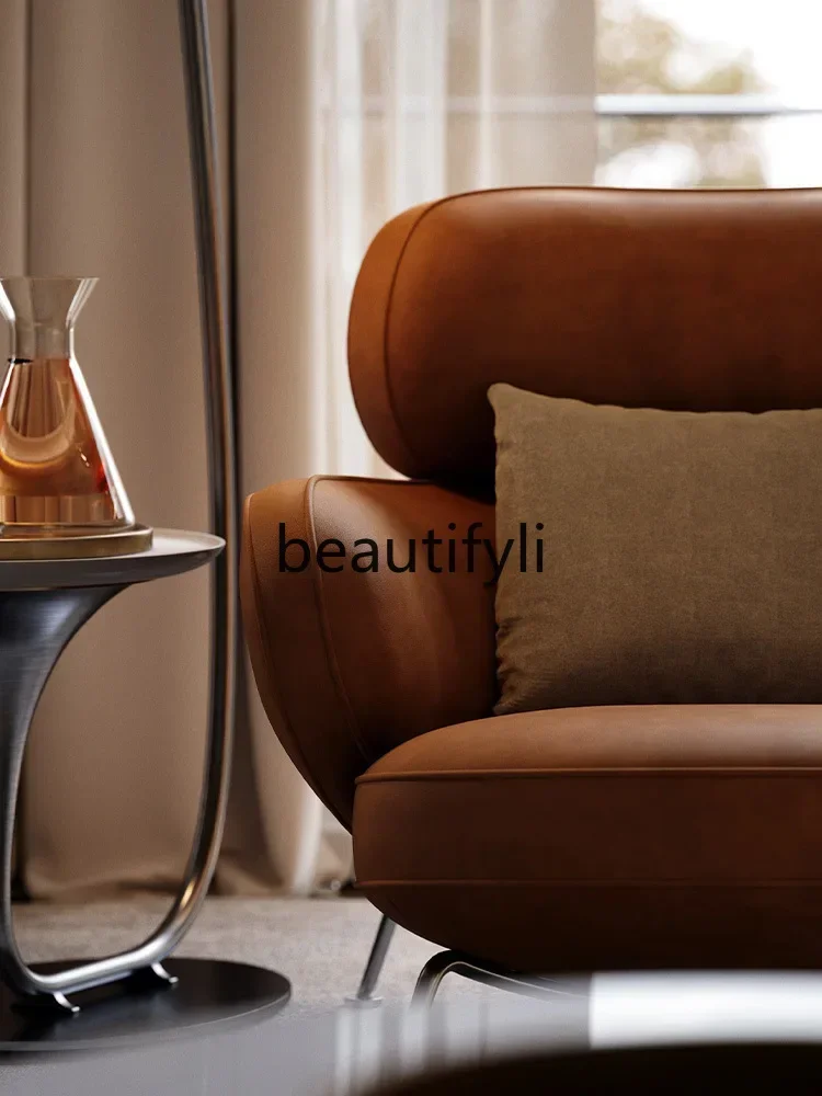 

S1S Leisure chair, living room, balcony, household Italian minimalist all-leather single sofa