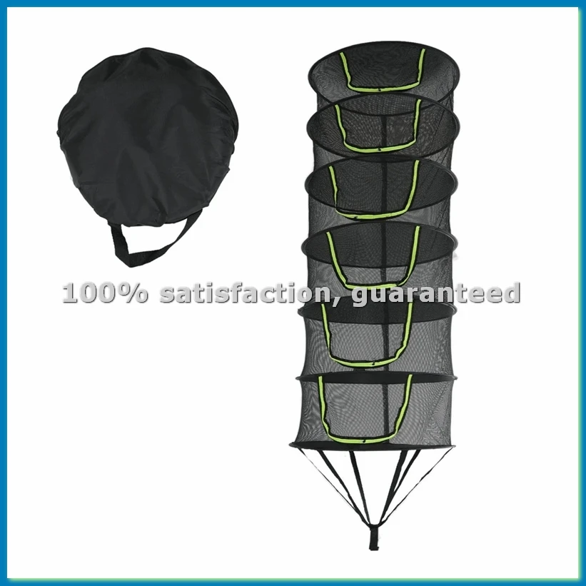 Folding Dry Rack Drying Net for Herbs Hanging Basket Dryer Bag Mesh Herb Drying Net for Flowers Buds Plants - 6 Layers-AT35