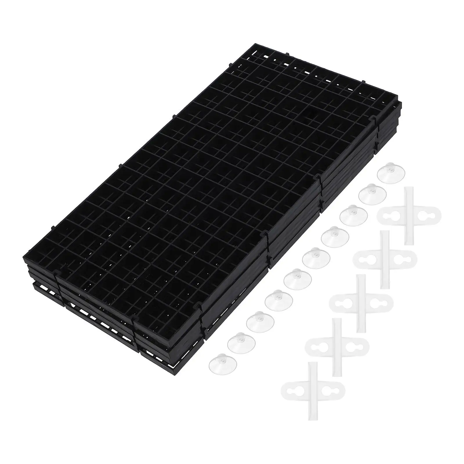 16pcs Tank Divider Set Black Grid Partition Plastic Aquarium Food Grade Material Baby Protector Disease Prevention