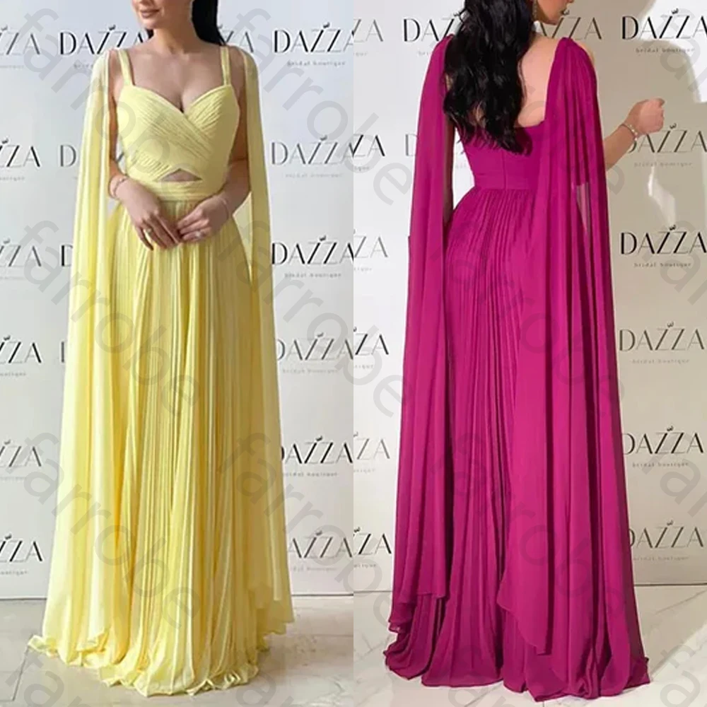 

Chiffon Pleat A Line Evening Dresses Luxury Backless Long Dress Elegant Exquisite High Quality Prom Party Gowns Women Customized