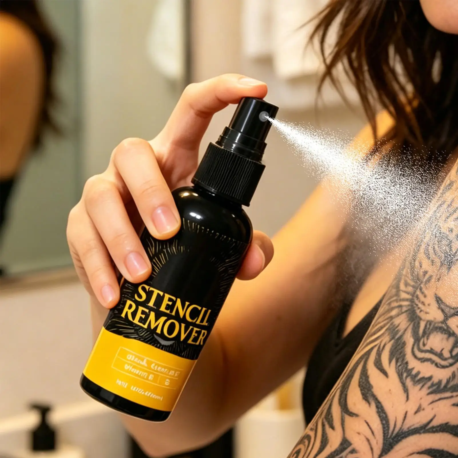 Stencil Removal Spray Portable Safe Lightweight 40ml Ink Cleansing Mist for Men and Women Home Body Art Studio Dormitory Travel
