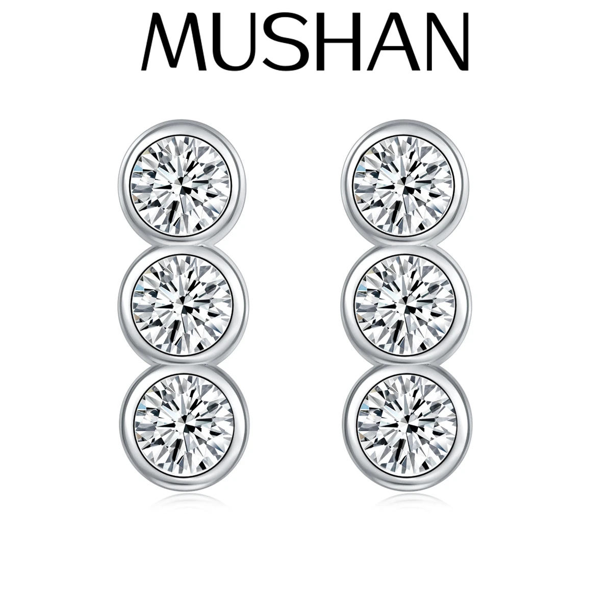 

MuShan Jewelry 925 Sterling Silver Stud Earrings Dangle High Carbon Diamond Cocktail Party Gold Plated Women Earring Fine Jewelr