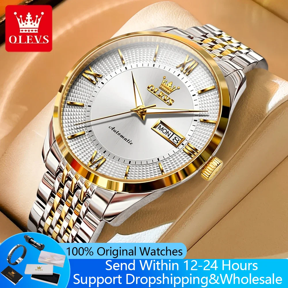 

OLEVS 6657 Automatic Watch For Men Sapphire Mirror 50M Waterproof High-end Mechanical Wristwatch Dual Calendar Luxury Man Watch