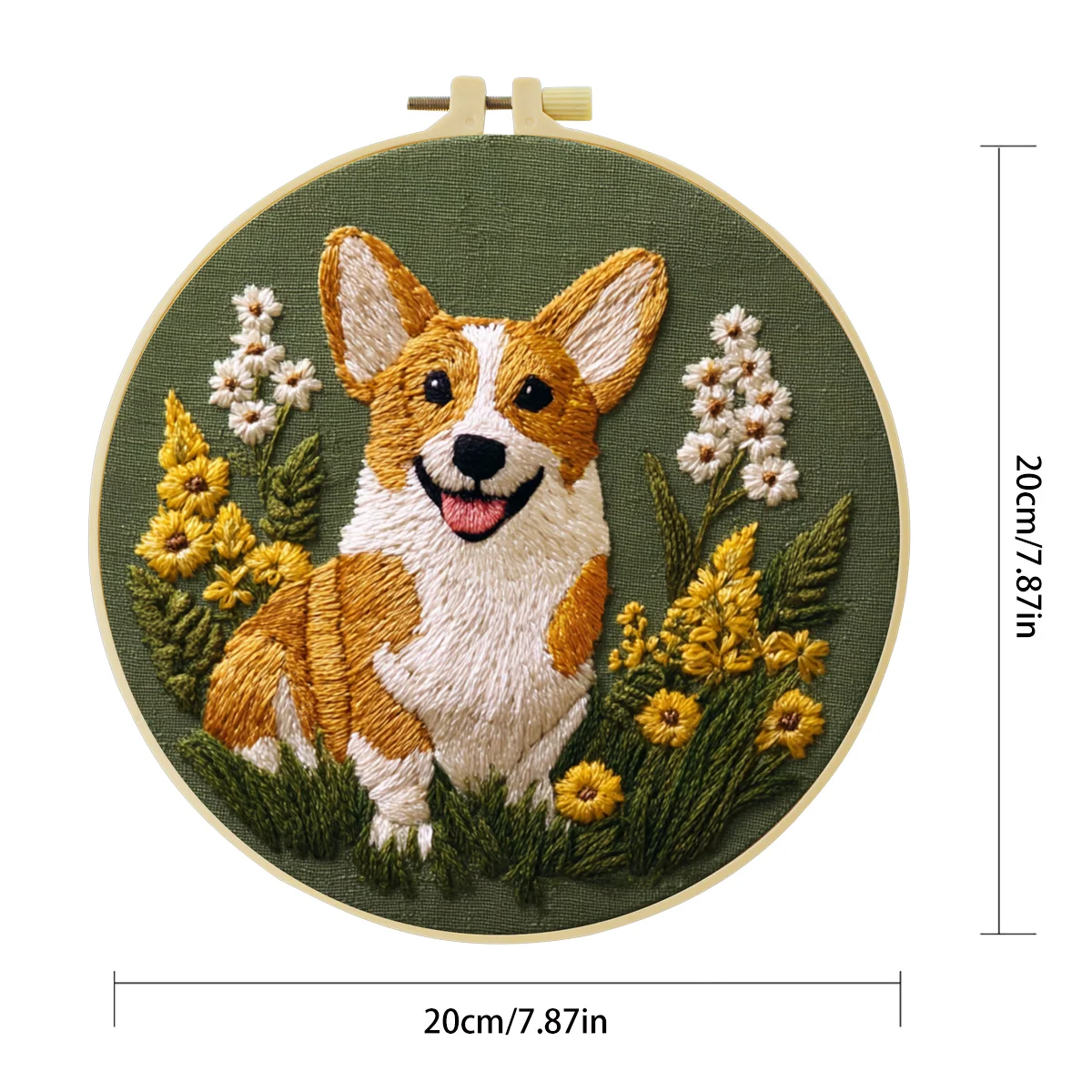 1 Stück 20X20CM/15X15CM 7,87/6,3 Zoll Hund Stickerei Starter-Kit DIY-Kit DIY-Stickerei-Set für Anfänger Nadelkunst – Detail 3