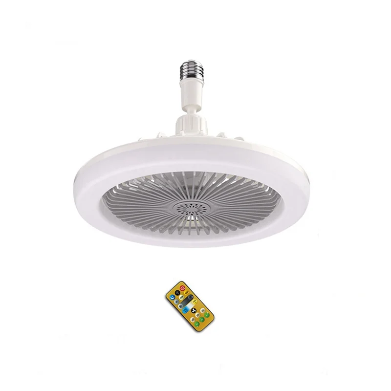 Ventilador de techo con Control remoto y luz, lámpara LED de 30W, silencioso e inteligente, Base convertidora E27, color gris