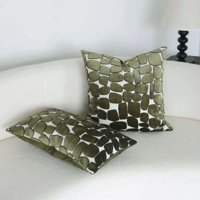 30x50/45X45CM Bean Green Throw Pillow Cover Cut Velvet Homestay Waist Cushion Cover Decor Home Decorative Pillowcase