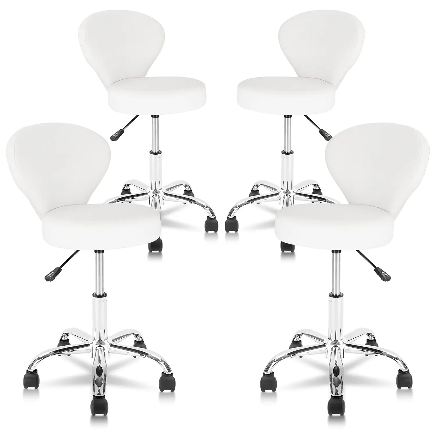 PVC Leather Swivel Stool Low Back Adjustable Hydraulic Height 22IN Diameter 15IN Office Massage Spa Tattoo, Customized