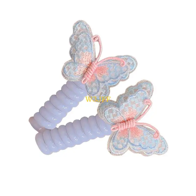 

W3JF Kids Butterfly Hair Rope Spirals Hair Rings Teens Hair Tie Hair Shaping Ornament