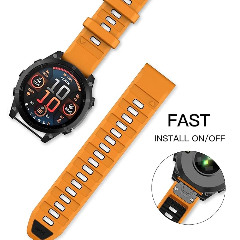 Weiches Silikonarmband für Garmin Fenix 8 Pro 47 mm 51 mm E 7 7X/Epix Pro/6 6X/Enduro 3 Sportarmband 22/26 mm Offizielles Quickfit-Band