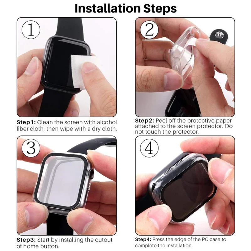Verre + couvercle pour boîtier de montre Apple 45mm 41mm 44mm 40mm 42mm 46mm, protecteur d\'écran pour iWatch série 10 9 8 7 6 SE 5 4, accessoire