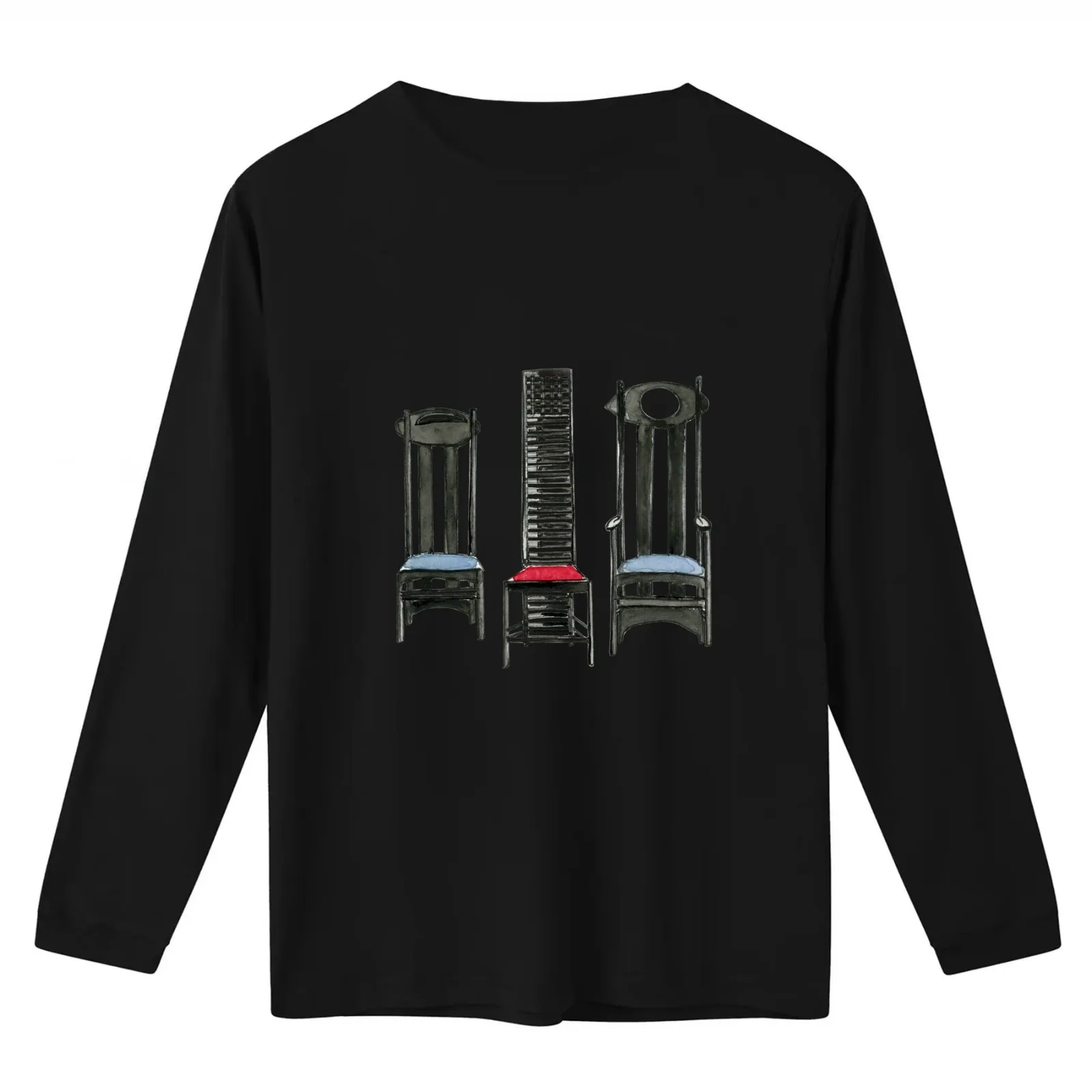 Argyle Chair- Hill House Chair And Argyle Carved Chair By Charles Rennie Mackintosh. T-Shirt Summer Casual Cotton Tee