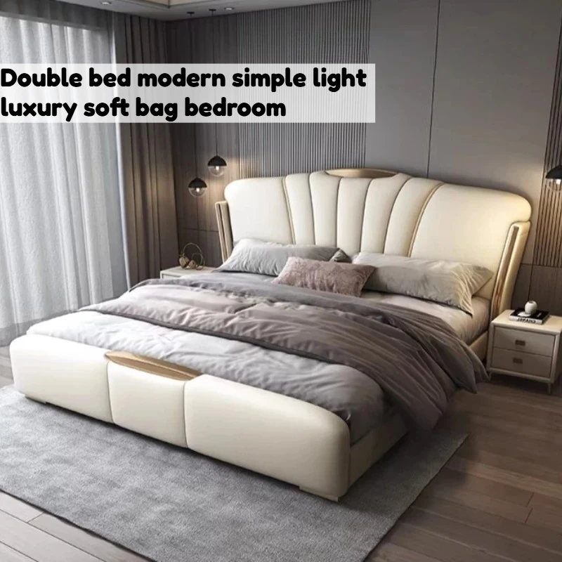 

Luxury Aesthetic Bed Unique Modern Bedroom Double Bed Storage Space Upholstery Camas De Matrimonio Dormitorio Home Accessories