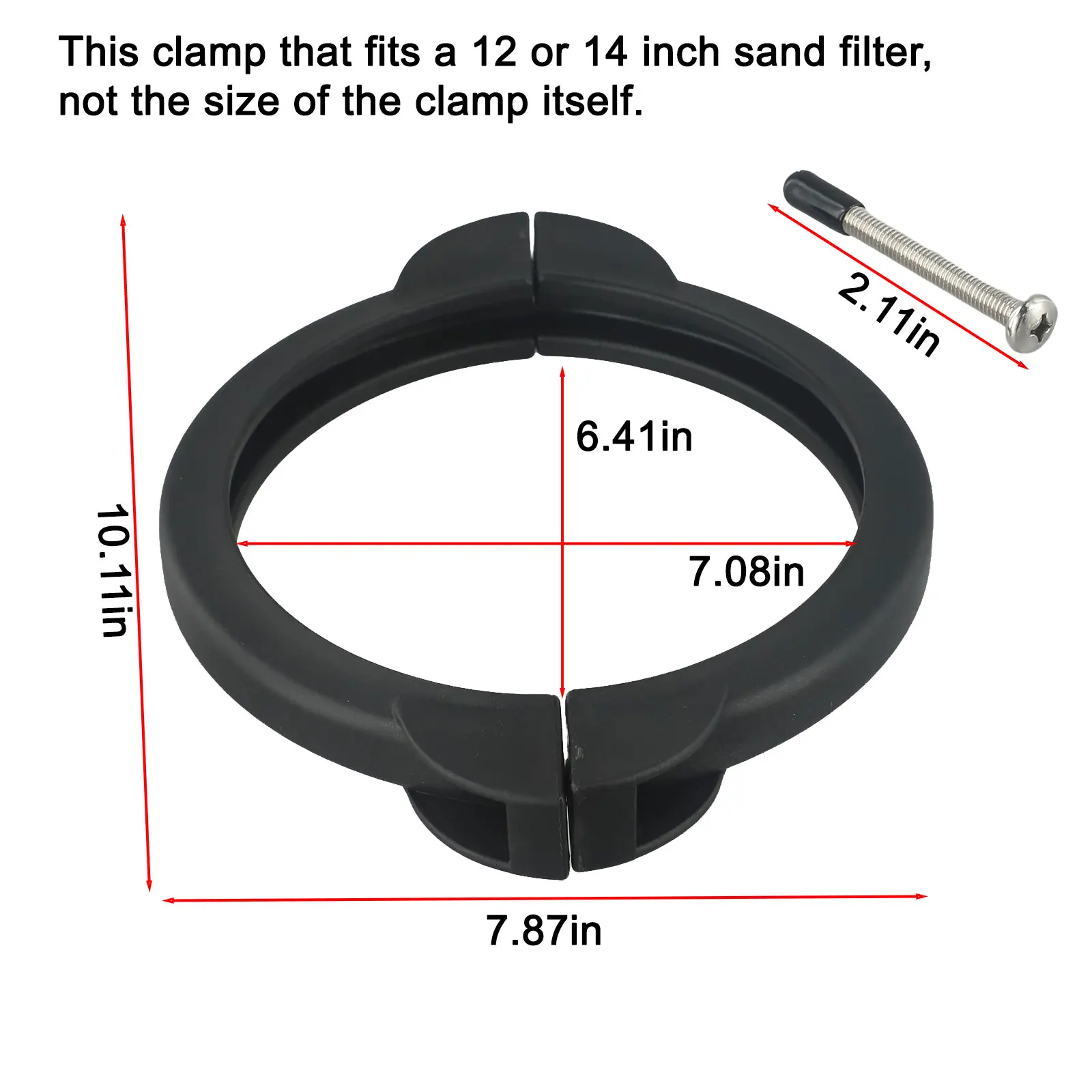 Replacement Part Pool Clamp Collar SF801102 with Screws for Ring Compatible with For Intex 12 and 14 Inch Sand Filters