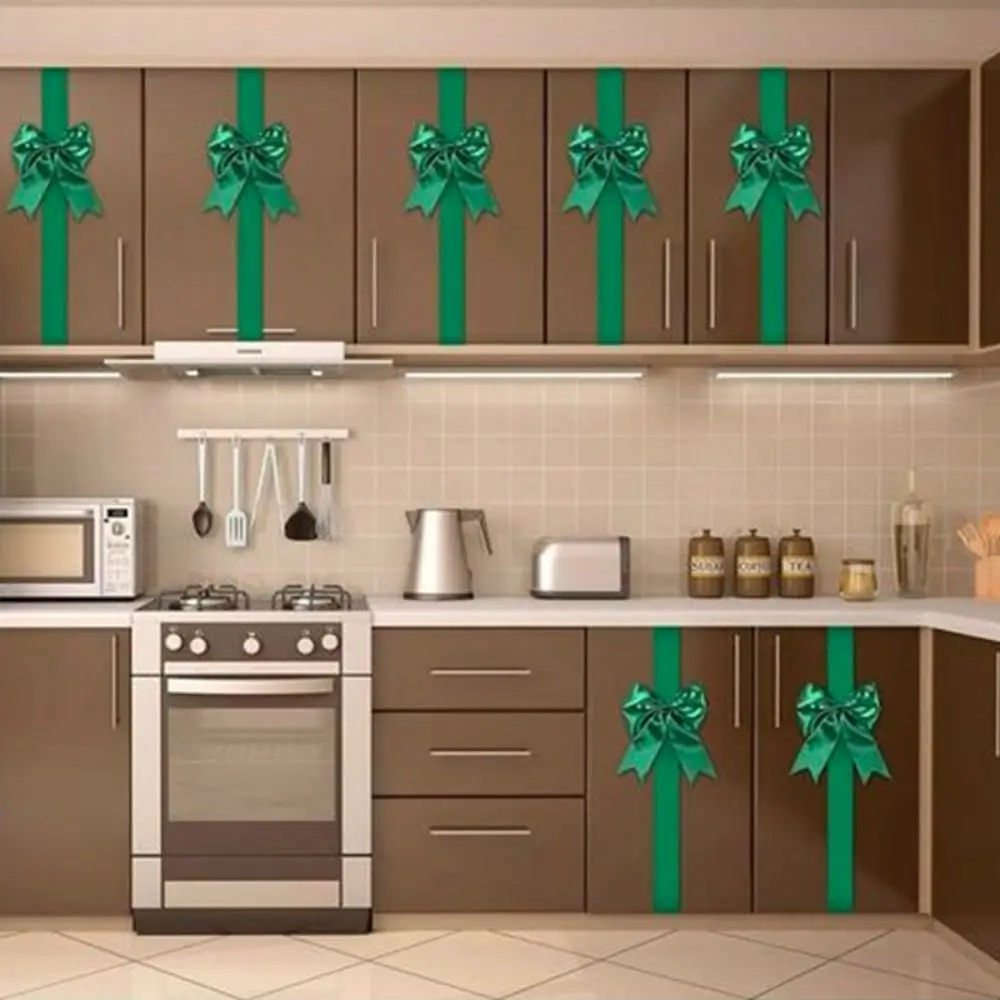 Home Decoration Large Size Christmas Cabinet Door Ribbon Bow Self-adhesive Green/Red Gift Wrapping Bow Window Bow Outdoor