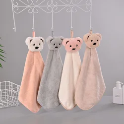 Cartoon Bear Hand Towel Super Absorbent Coral Velvet Microfiber Soft Face Towels Hanging Design Kitchen Bathroom Terry Towels