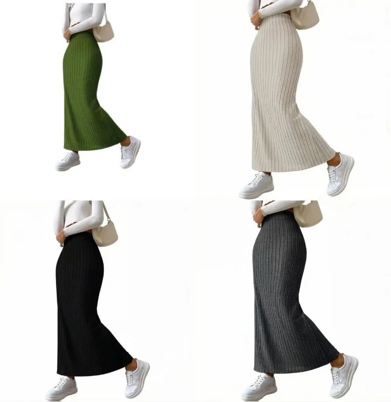 

Spring and autumn slimming slim fit women's half skirt casual daily versatile slit knitted high waisted half length skirt