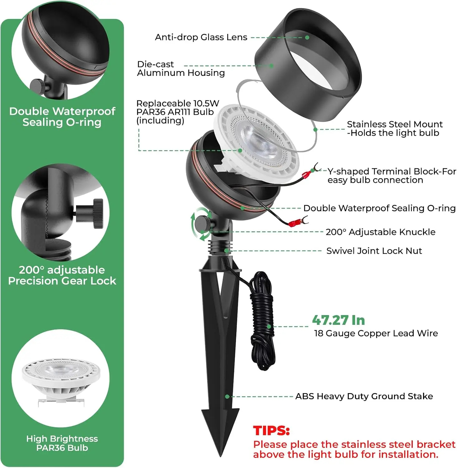 Low Voltage Landscape Led Flood Light 12v Wide Angle Outdoor Uplight Bushes Tree Canopy Flagpole Exterior Wall Washing 10w 2700k view 4