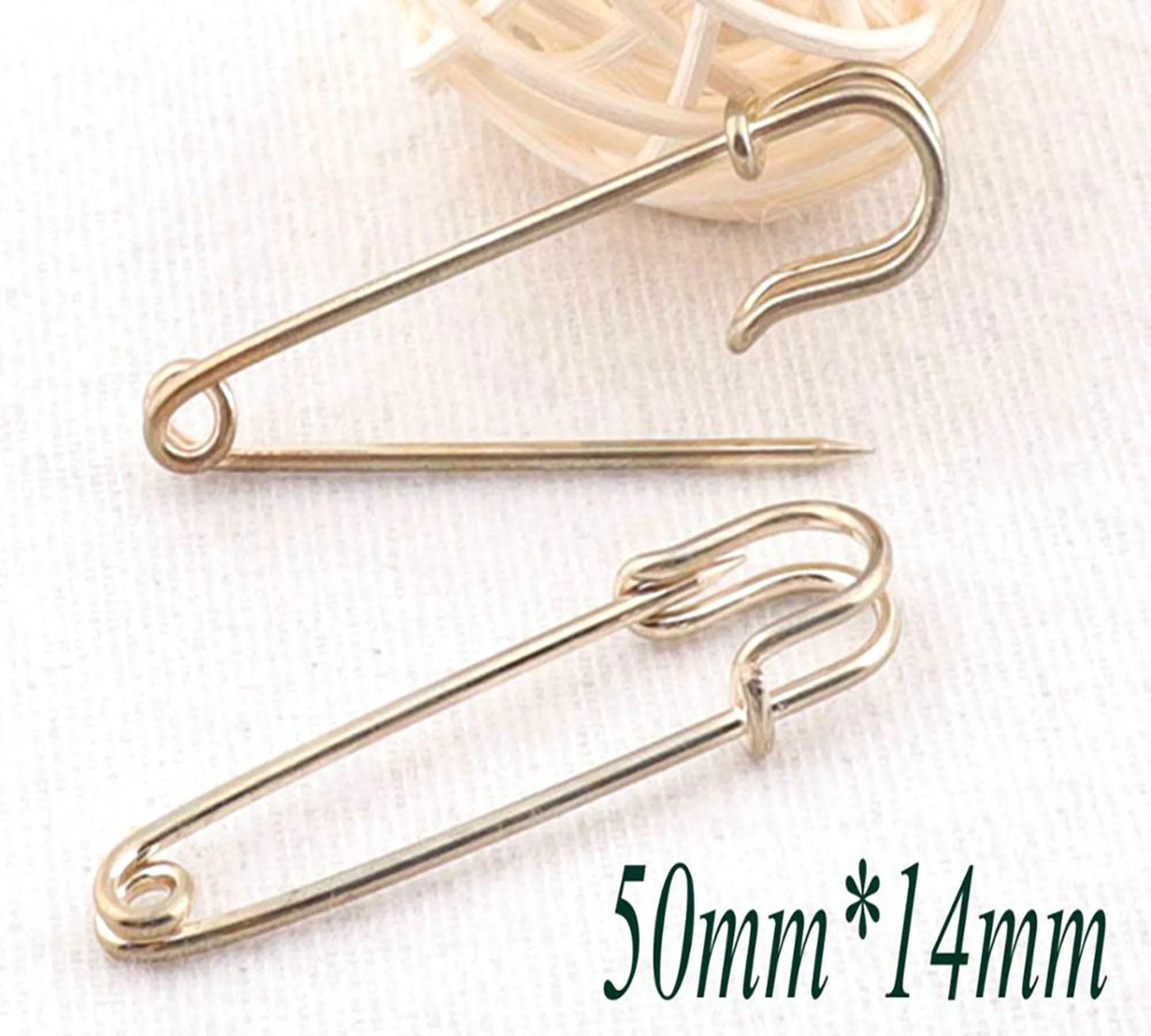 30 PCS Metal Pale Gold Safety Pin,jewelry finding charm pins,Brooch Stitch Markers Brooch Bar Safety Pins Fasteners-2