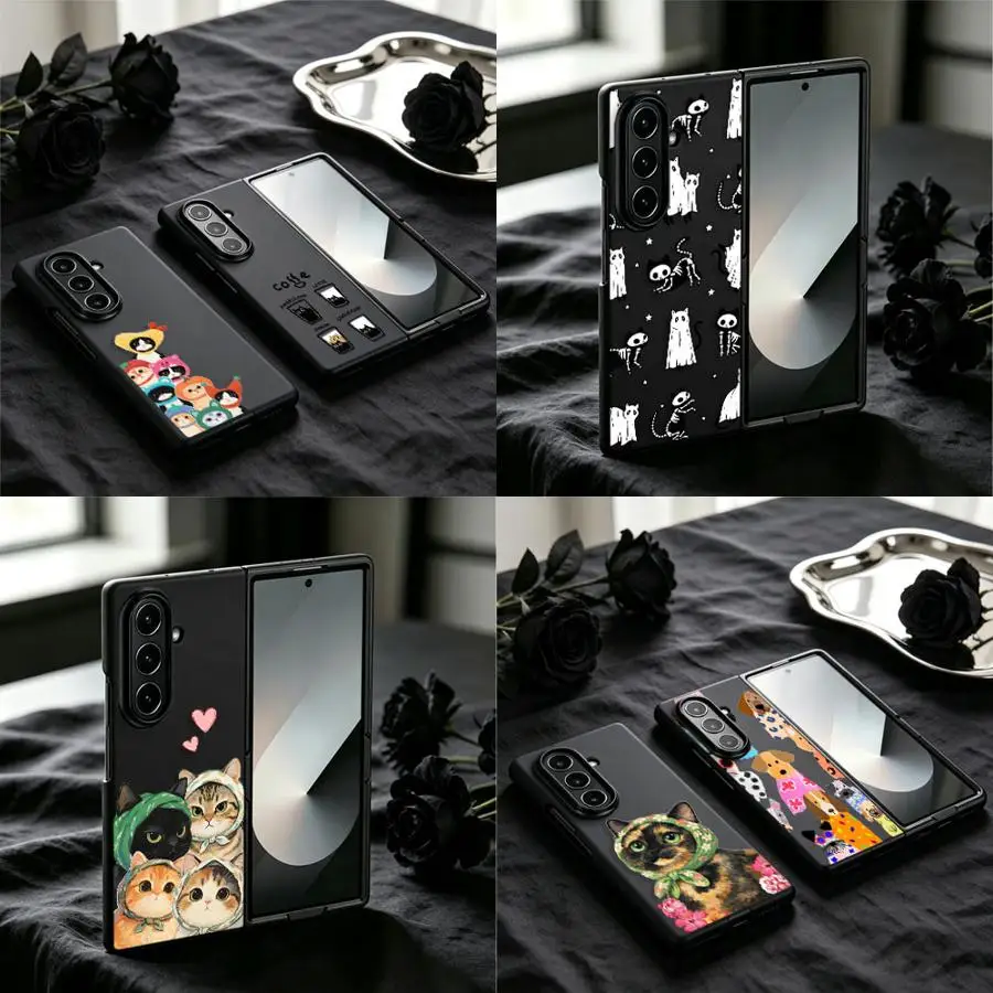 Ghost Skeleton Cat Case for Samsung Galaxy Z Fold 8 Ultra ZFold6 Z Fold8Ultra ZFold4 ZFold7 Z Fold 7 6 3 ZFold5 Phone Cover