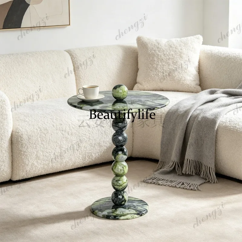 A114 Nordic light luxury high-end natural marble round edge few creative household small coffee table