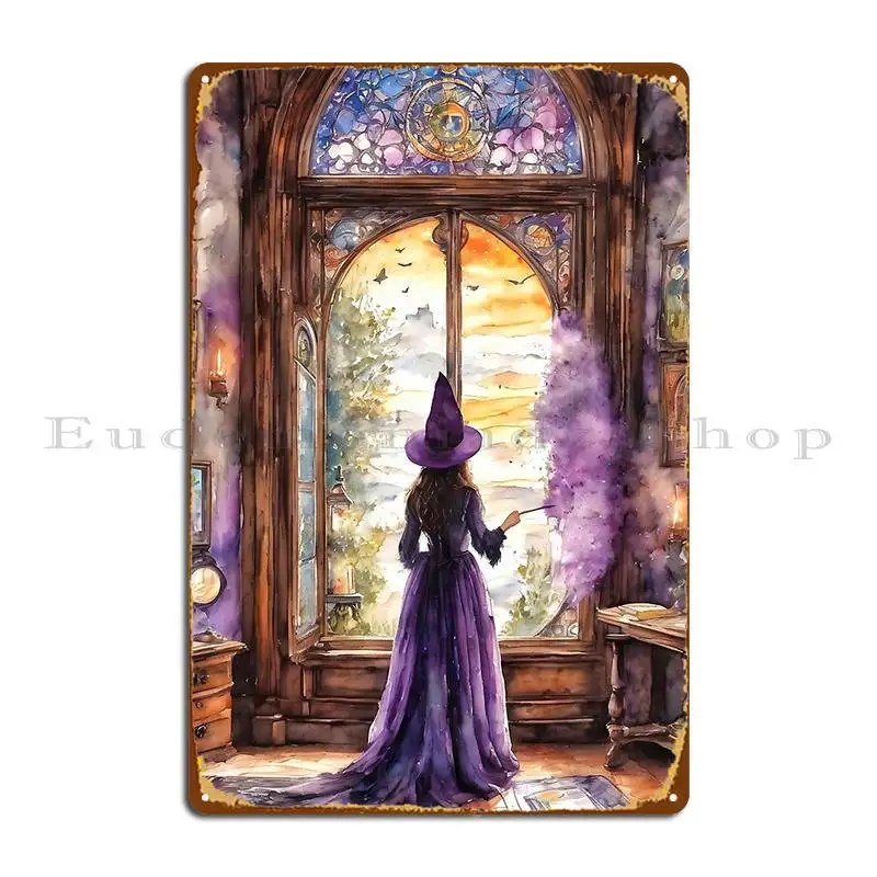 Lavender Witch Practicing Magic Metal Plaque Character Classic Party Plates Create Poster Tin Sign Poster